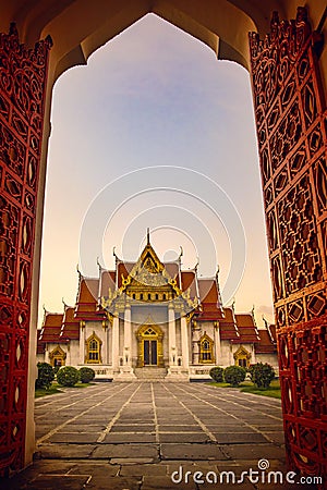 Wat Benchamabophit ,marble temple one of bangkok thailand capital landmark Stock Photo