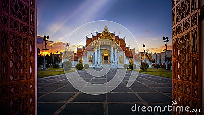 Wat benchamabophit ,marble temple one of most popular traveling Stock Photo