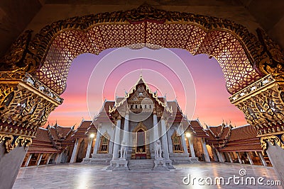 Wat benjamaborphit dusitvanaram or marble temple at sunrise Stock Photo