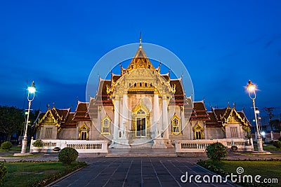 Wat benjamaborphit dusitvanaram or marble temple at twilight Stock Photo