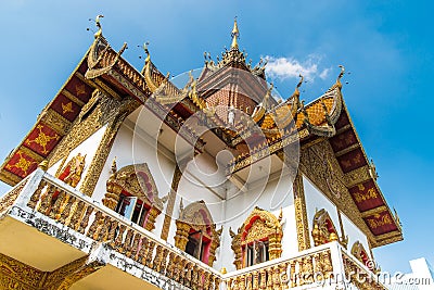 Wat Buppharam temple in Chiang Mai, Thailand. Ancient construction of public property Stock Photo