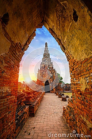 Wat Chaiwatthanaram temple in Ayuthaya, Thailand Stock Photo
