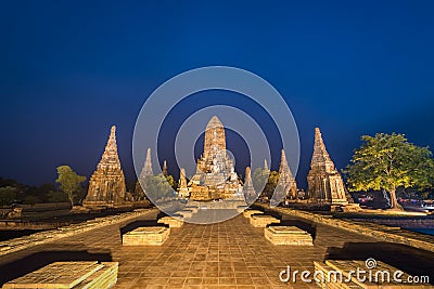 Wat chaiwatthanaram temple at twilight, ayutthaya, thailand Stock Photo