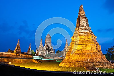 Wat Chaiwatthanaram at twilight Stock Photo