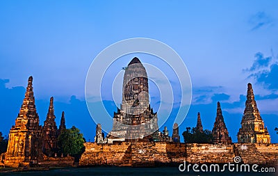 Wat Chaiwatthanaram at twilight Stock Photo