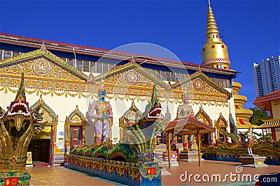 Wat Chayamangkalaram Thai Temple of the Reclining Buddha Penang Editorial Stock Photo