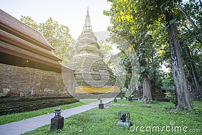 Wat Chedi Luang Chiang Saen, On a bright sky Stock Photo