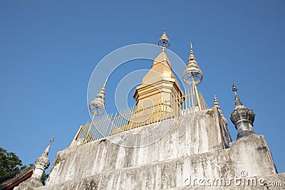 Wat Chom Si temple on Phou Si Hill Stock Photo