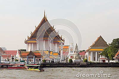 Wat Kalayanamit Woramahawihan Temple by the Chao Phraya River in Bangkok, Thailand Editorial Stock Photo