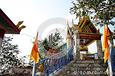 Wat Khao Wong Phra Chan at top of mountain in Lopburi, Thailand Editorial Stock Photo