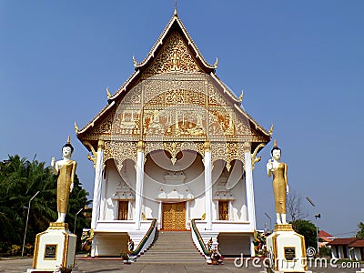 Wat That Luang Nua buddhist temple, the temple next to PhaThat Luang stupa in Vientiane, Laos Stock Photo