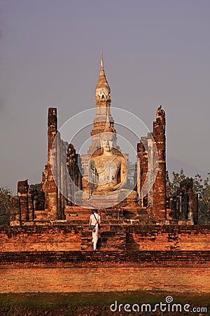 Wat Mahathat in Sukhothai,Thailand Editorial Stock Photo