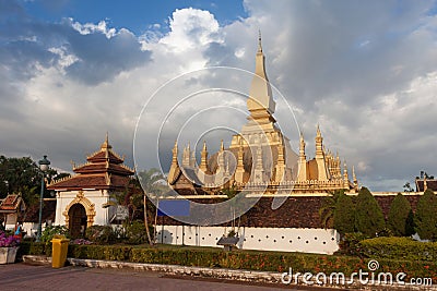 Wat Pha That Luang temple in Vientiane, Laos. Stock Photo