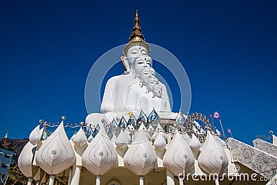 Wat Pha Sorn Kaew temple . five big buddha statue white color are beautiful architecture at Phet cha bun , Thailand Stock Photo