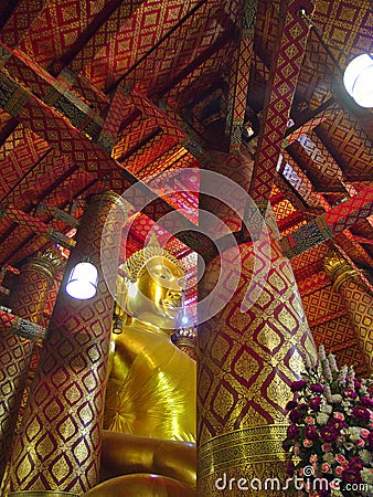 Wat Phanan Choeng Temple AYUTTHAYA THAILAND-01 MARCH 2019:Buddha statue, Phanan Choeng Buddha statue, built last year B.E. 1867, Editorial Stock Photo