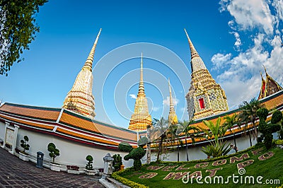 Wat pho Bangkok, Thailand. The official name being Wat Phra Chetuphon Vimolmangklararm Rajaworamahavihara. beautiful temple in Tha Stock Photo