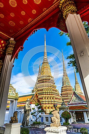 Wat pho is the beautiful temple in Bangkok, Thailand. Stock Photo