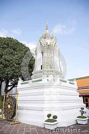 Wat Pho bell tower in Bangkok, Thailand Stock Photo
