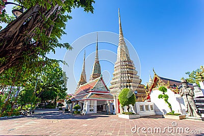 Wat Pho is a Buddhist temple in Phra Nakhon district, Bangkok, Thailand. It is located in the Rattanakosin district directly adjac Stock Photo