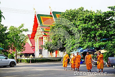 Wat pho sok phot ja lert Thailand temple with monks Editorial Stock Photo