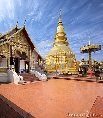 Wat Phra That Hariphunchai Lamphun Stock Photo