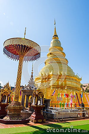 Wat Phra That Haripunchai temple in Thailand Stock Photo