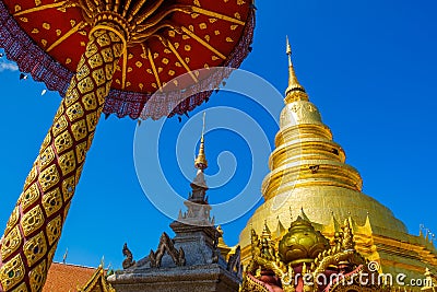 Wat Phra That Haripunchai temple in Thailand Stock Photo