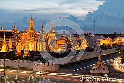 Wat phra keaw at night in Bangkok, Thailand. Stock Photo