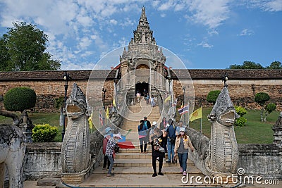 Unique Lanna architecture at Wat Phra That Lampang Luang in Lampang province Editorial Stock Photo