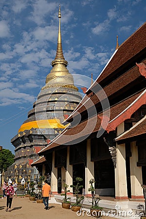 main chedi and main building at Wat Phra That Lampang Luang in Lampang province Editorial Stock Photo