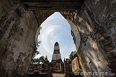 Wat Phra Ram main Stupa, a towering architecture of Ayutthaya, Thailand Stock Photo