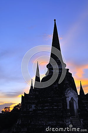 Wat Phra Si Sanphet sunset, Ayutthaya, Thailand Stock Photo