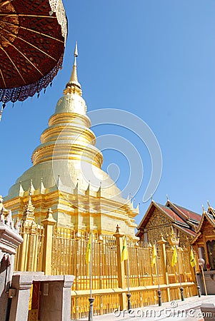 Wat Phra Thart Haripunchai Temple Stock Photo