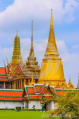 Wat Phrakaew Bangkok with Cloudy Sky Stock Photo