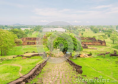 wat phu castle at champasak southern of laos, UNESCO World. Stock Photo