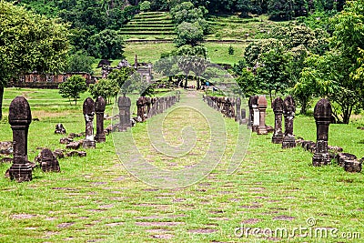 Wat Phu Champasak temple Stock Photo