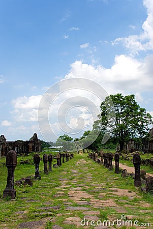 Wat phu champasak temple ruins, laos Stock Photo