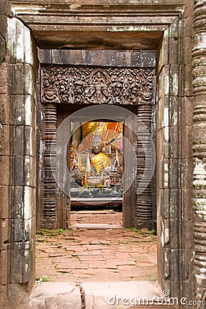 Wat phu champasak temple ruins, laos Stock Photo