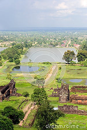 Wat phu champasak temple ruins, laos Stock Photo