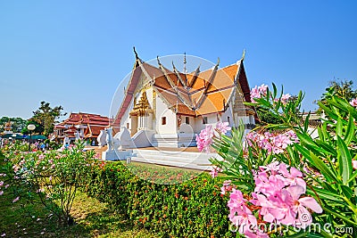 Wat Phumin, Buddhist temple that has unique and beautiful Lanna architecture. Editorial Stock Photo