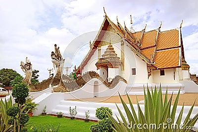 Wat Phumin Temple, which the Main Building Combines Ubosot and Wiharn Worshiping Hall and Ordination Hall, Thailand Stock Photo