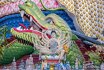 Wat Plai Laem temple with 18 hands God statue Guan Yin Stock Photo