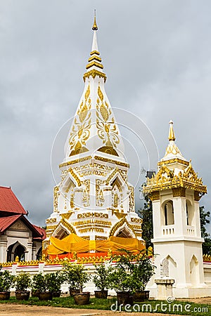 Wat Pra That Prasit Stupa, Nawa, Nakhon Phanom, Thailand Stock Photo