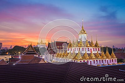 Wat Ratchanadda & Wat Saket in Bangkok Thailand Stock Photo