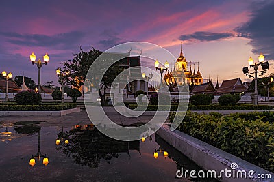 Wat Ratchanatdaram a Beautiful temple at twilight time Stock Photo