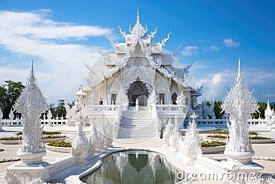 Wat Rong Khun White Temple in Thailand travel destination picture Stock Photo