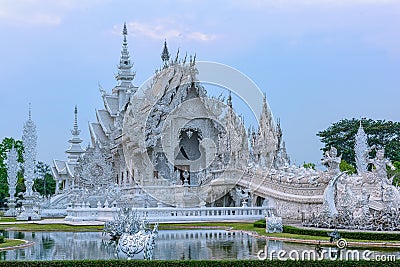 Wat Rong KhunWhite templeat sunset in Chiang Rai,Thailand. Editorial Stock Photo