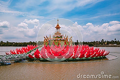 Wat Saman Rattanaram flower petals temple in Chachoengsao, Thailand Stock Photo