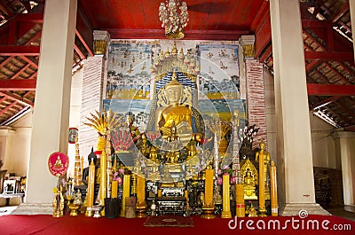 Wat Si Khun Mueang temple for thai people respect and praying Editorial Stock Photo