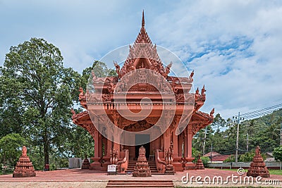 Wat Sila Ngu Temple, Red Stone Buddism Temple, Ko Samui, Thailand Stock Photo